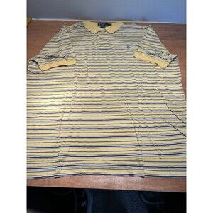 Polo Ralph Lauren Shirt Mens XXL 2XL Yellow With Stripes Blue Pony Logo Casual